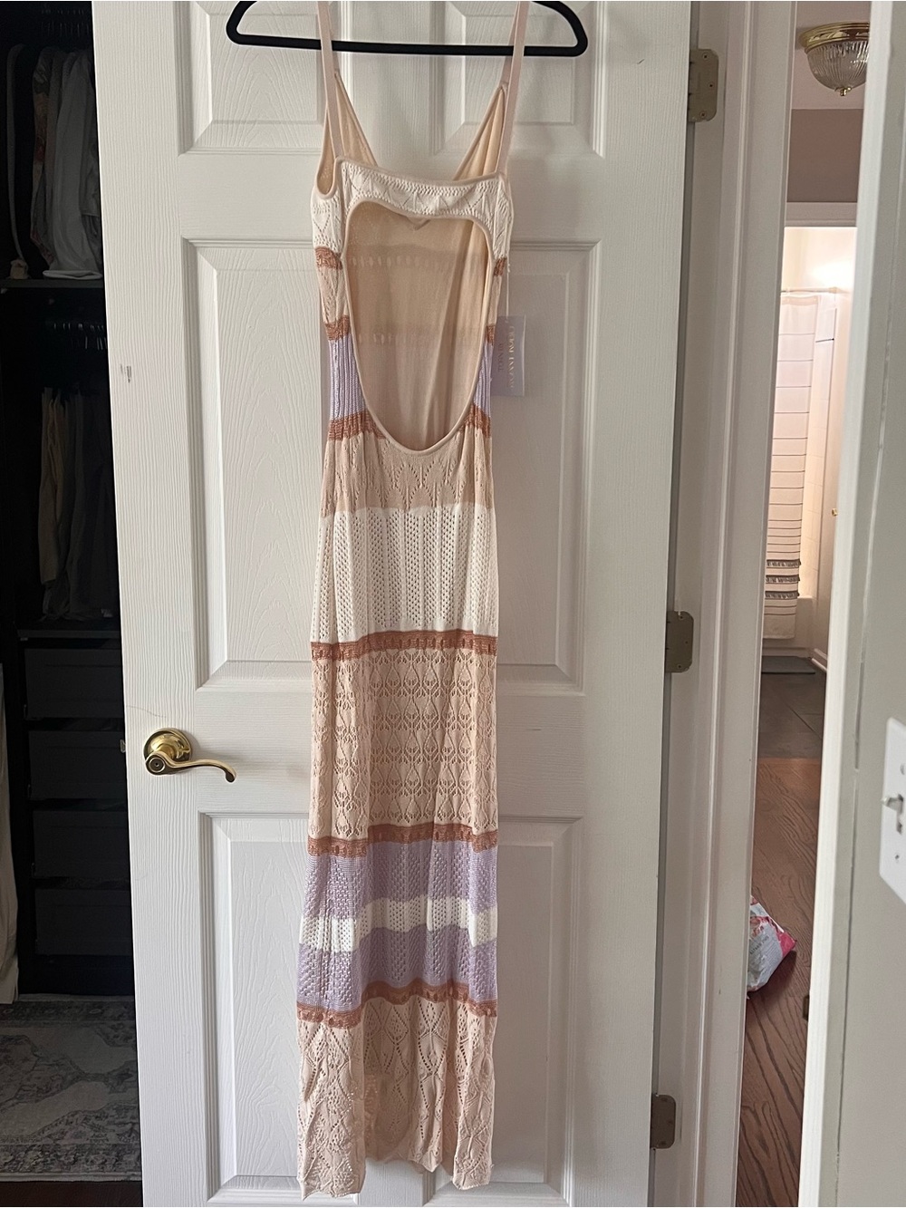 Torn by Ronny Kobo Adriana Striped Crochet Knit Maxi Dress - Size S - NWT - Picture 3 of 7
